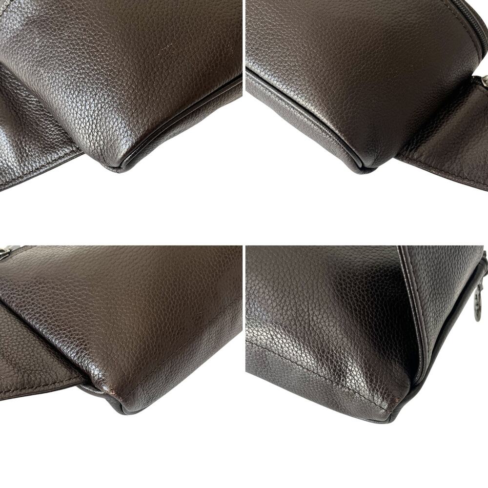 Longchamp Vintage Le Foulonne Pebbled Leather Belt Bag Fanny Pack Y2K Dark Brown - Picture 7 of 11